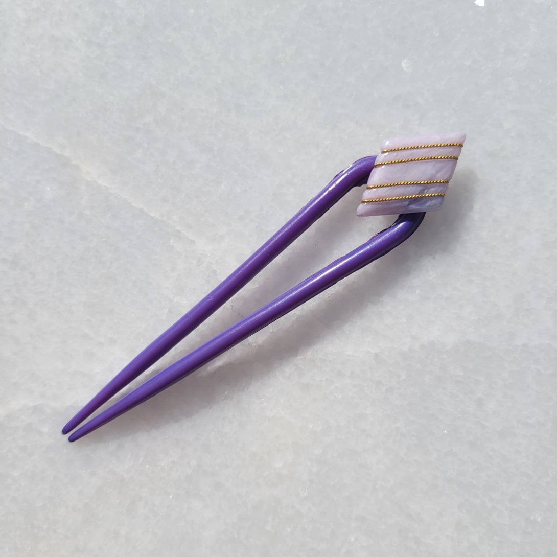 Vintage Italian Striped Diamond Wire Wrapped Hair Pins