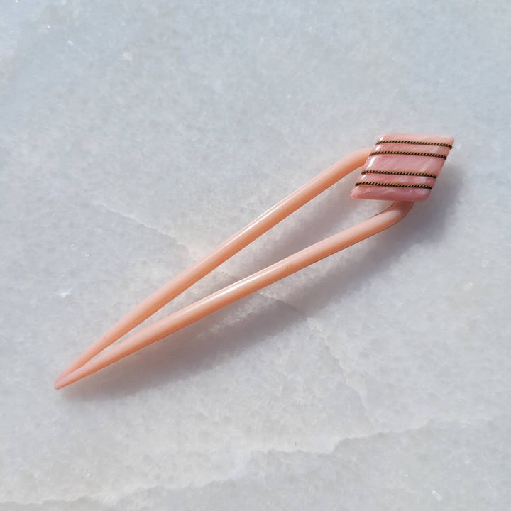 Vintage Italian Striped Diamond Wire Wrapped Hair Pins