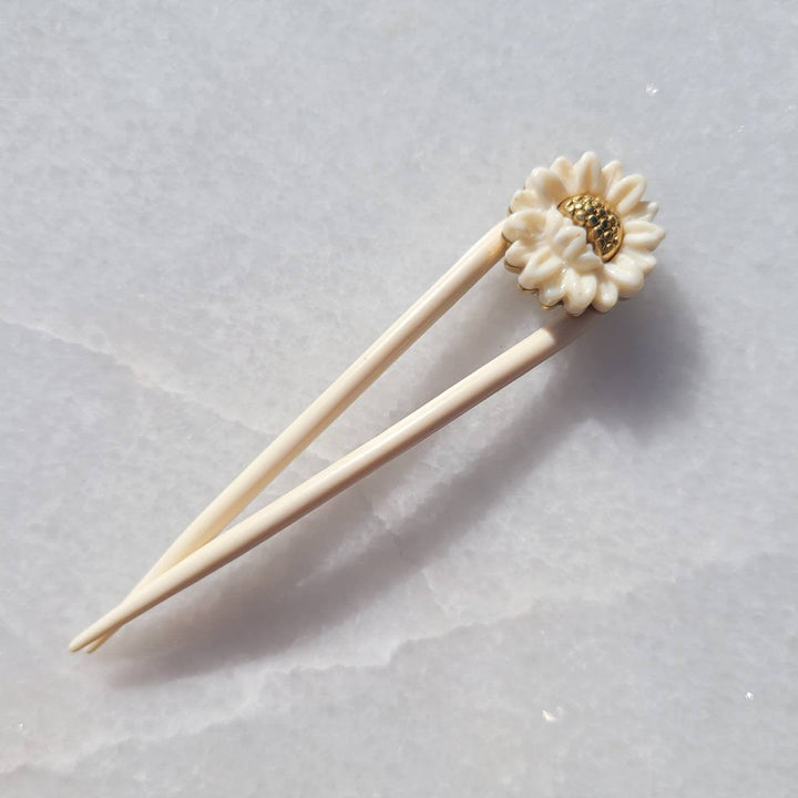 Vintage Italian Sunflower with Gold Center Hair Pins