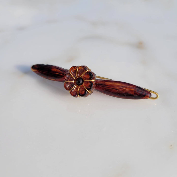 Vintage Italian Wire Wrapped Blooming Flower Hair Barrette