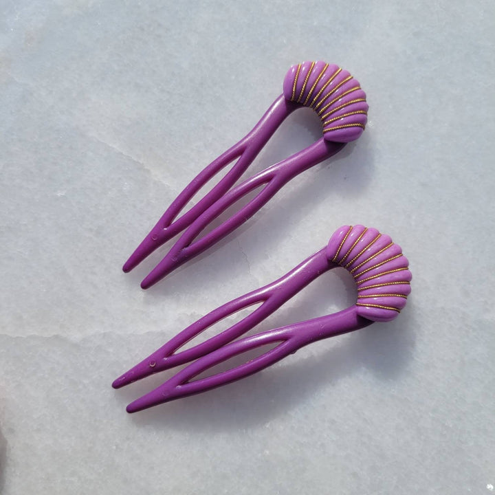 Vintage Italian Wire Wrapped Sea Shell Hair Pins