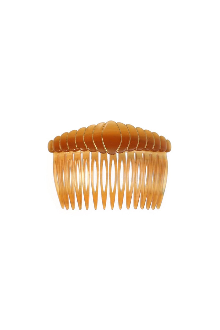 Vintage Rainbow Hair Comb with Gold Trim