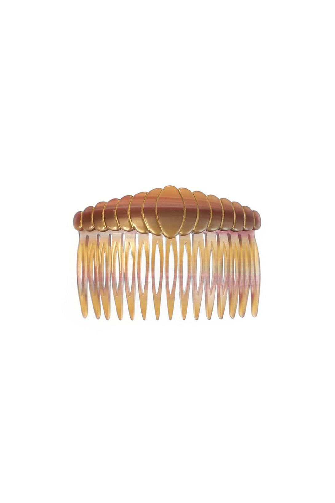Vintage Rainbow Hair Comb with Gold Trim