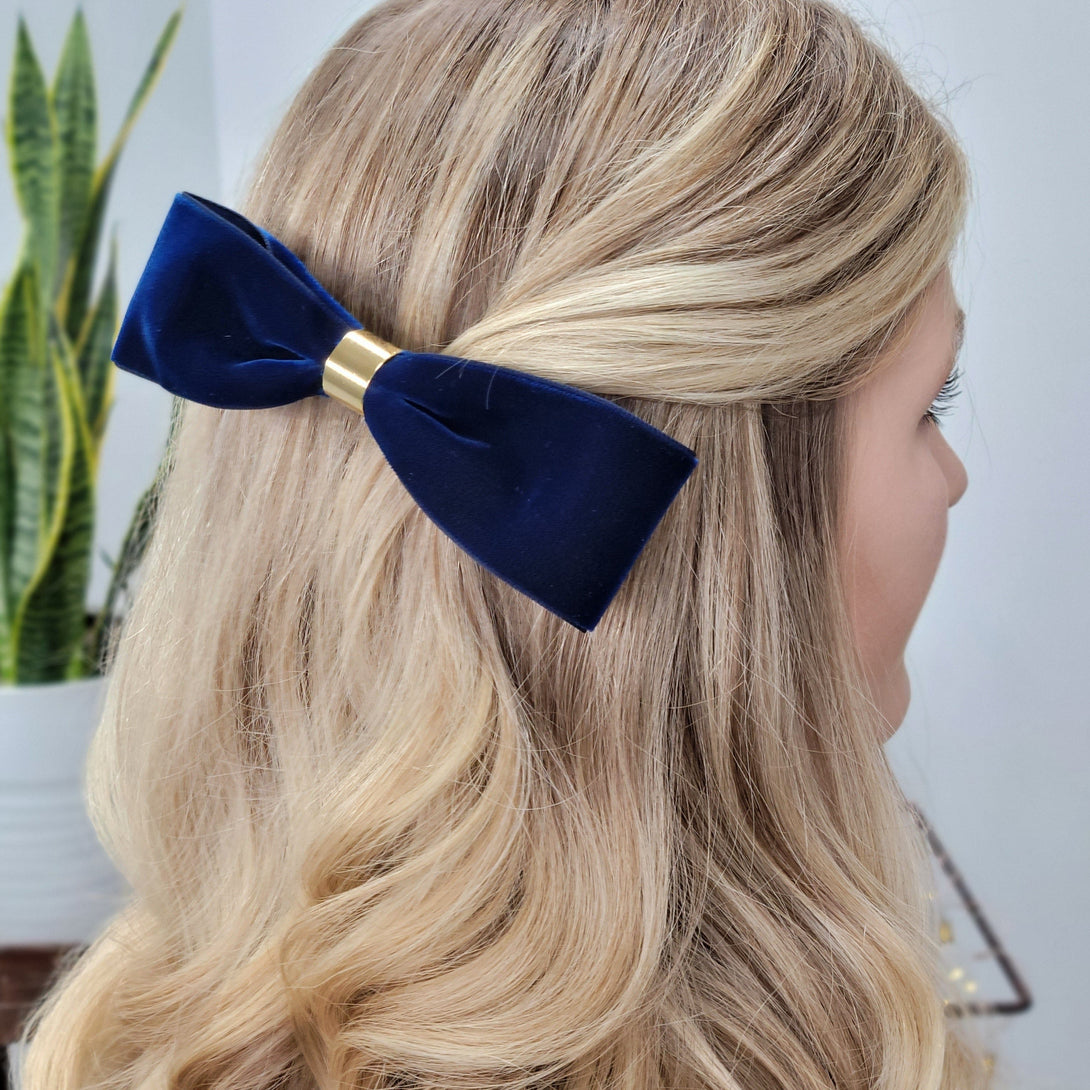 Vintage Velvet Bow Hair Barrette
