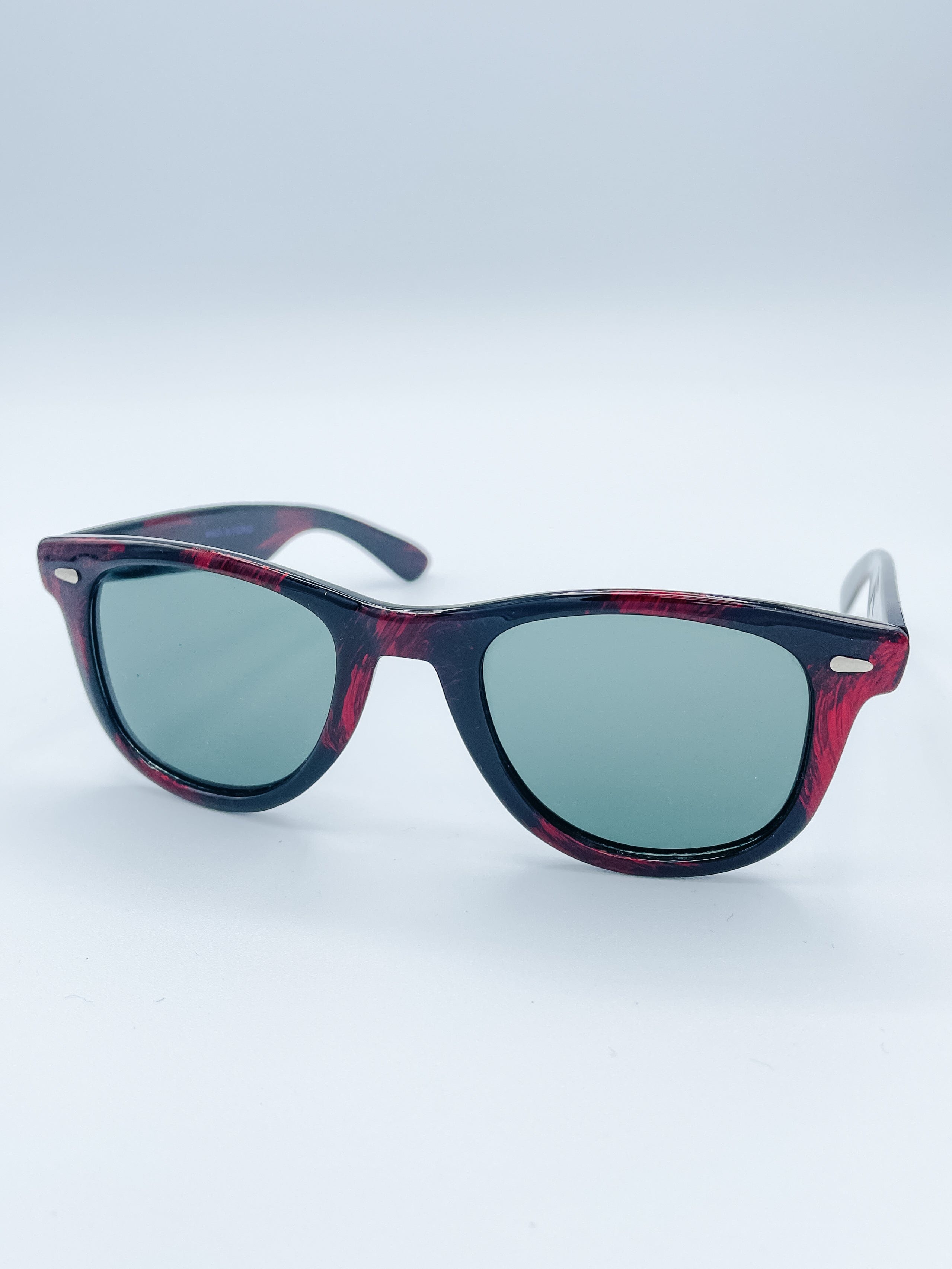Vintage Wayfarer French Vintage Sunglasses in Orange Teal Red or Blue Red