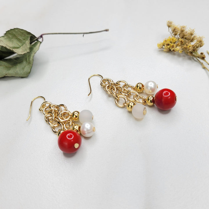 Vivace Earrings Handmade with Vintage Beads and Freshwater Pearls