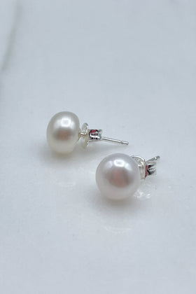8mm White Pearl Studs