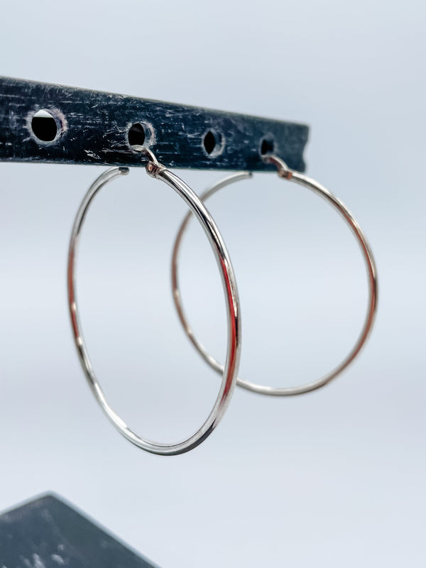 Women's Large Sterling Silver Hoop Earrings