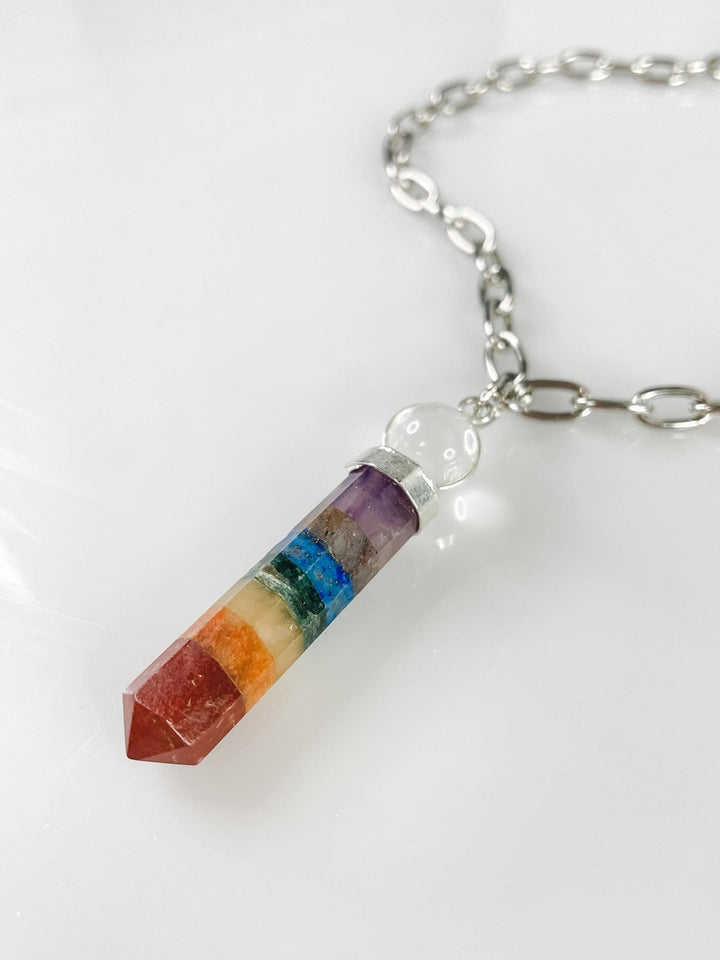 Women's Multi Colored Stone and Silver Necklace