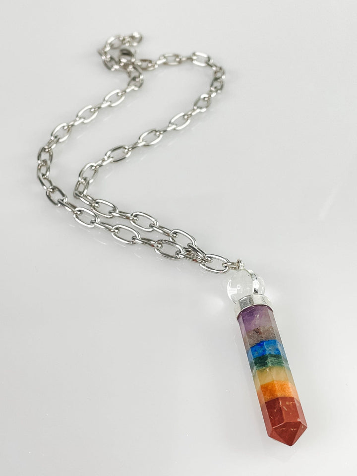 Women's Multi Colored Stone and Silver Necklace