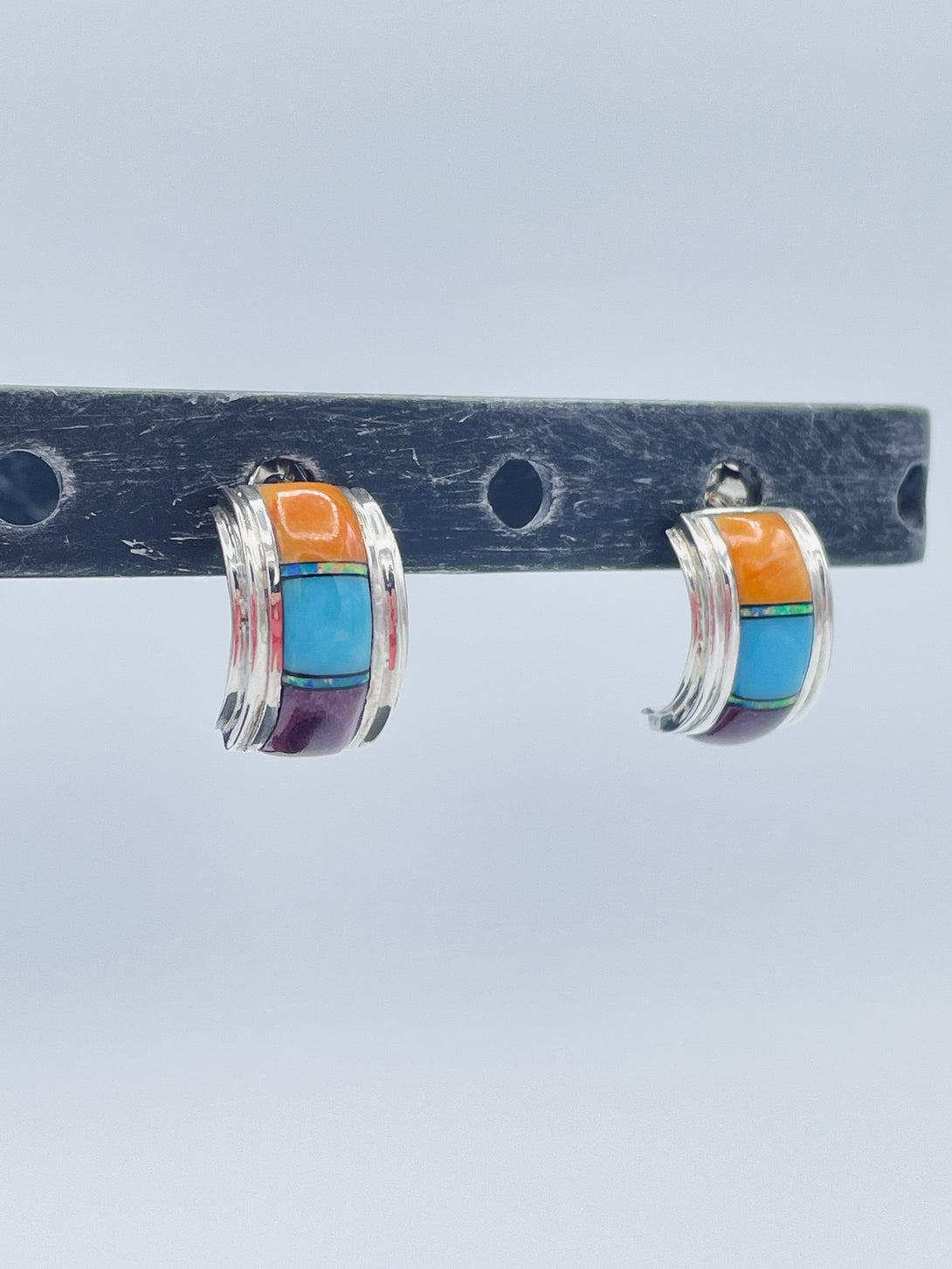 Women's Multicolored Turquoise and Sterling Silver Earrings