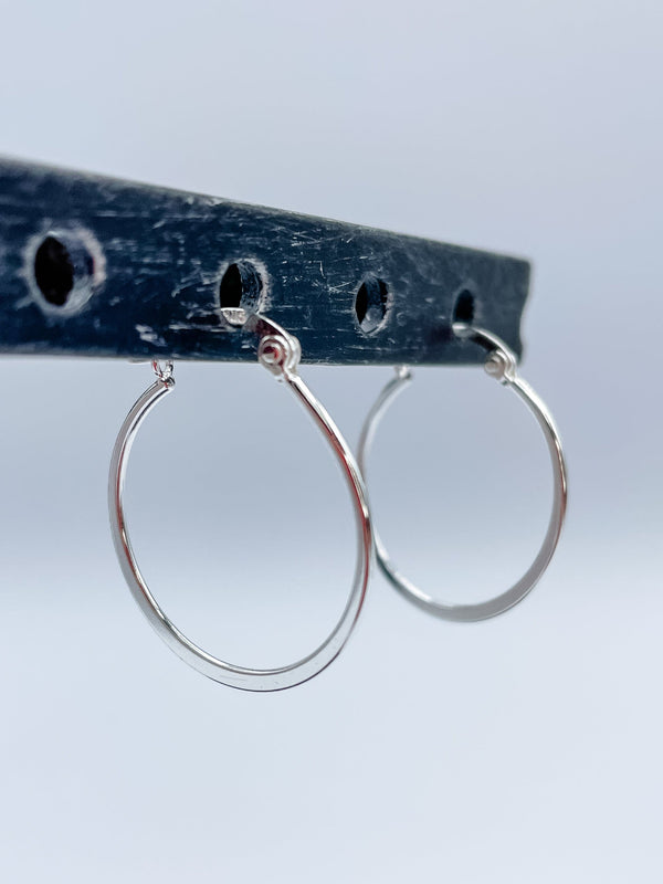 Women's Sterling Silver 25mm Hoop Earrings