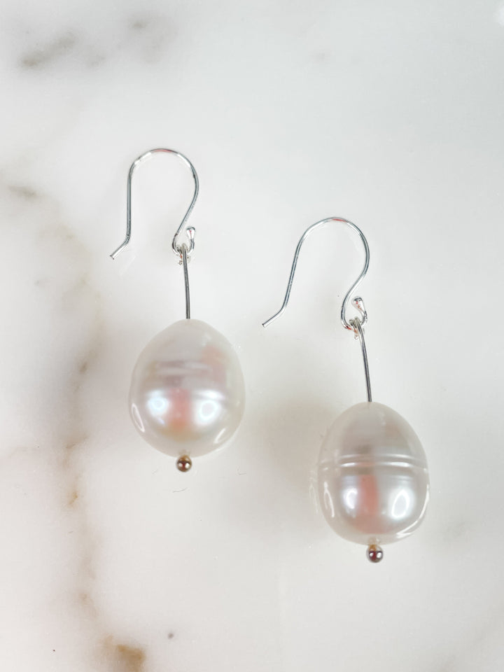 Women's Sterling Silver and Pearl Dangle Earrings