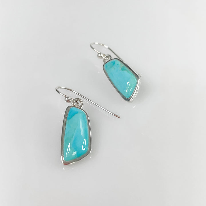Women's Sterling Silver and Turquoise Gemstone Dangle Earrings 1.5 Inches