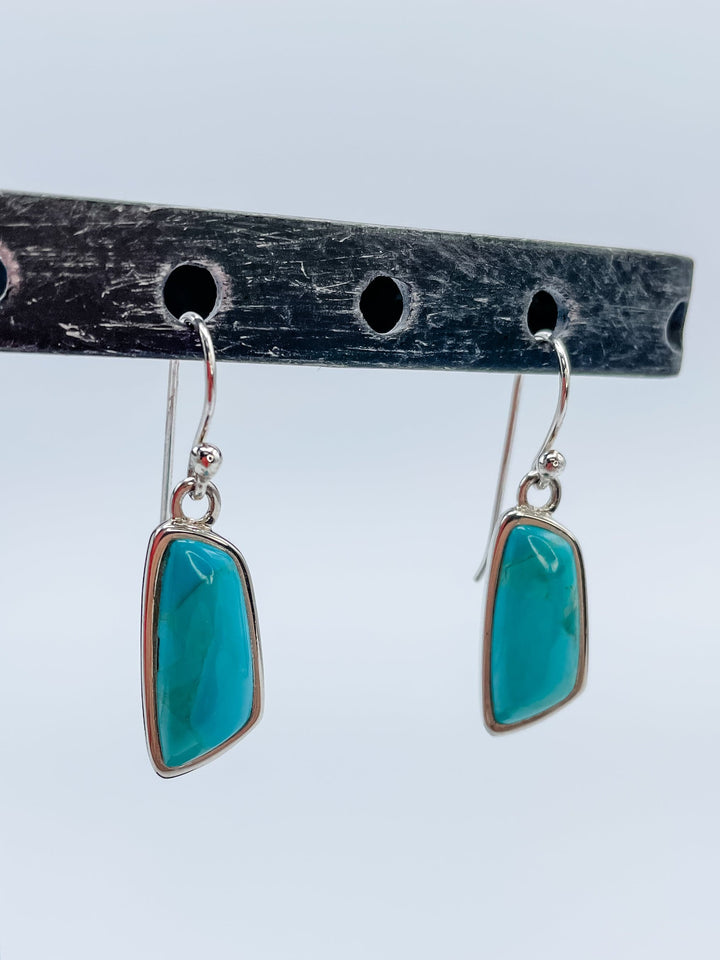 Women's Sterling Silver and Turquoise Gemstone Dangle Earrings 1.5 Inches