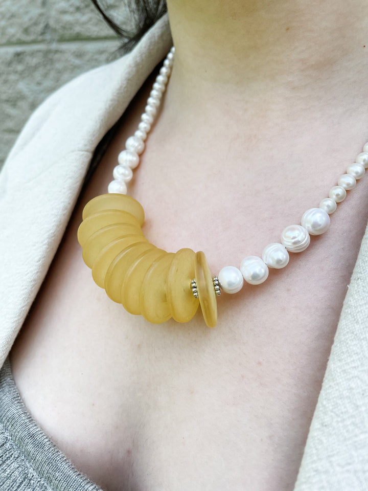 Yellow Sunshine Pearls Necklace