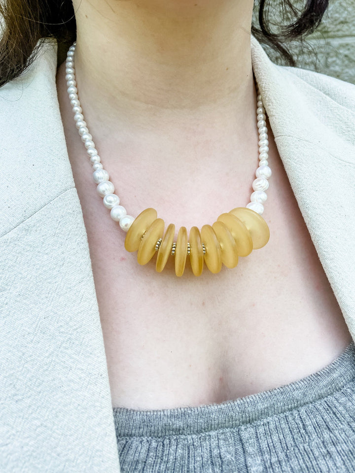Yellow Sunshine Pearls Necklace