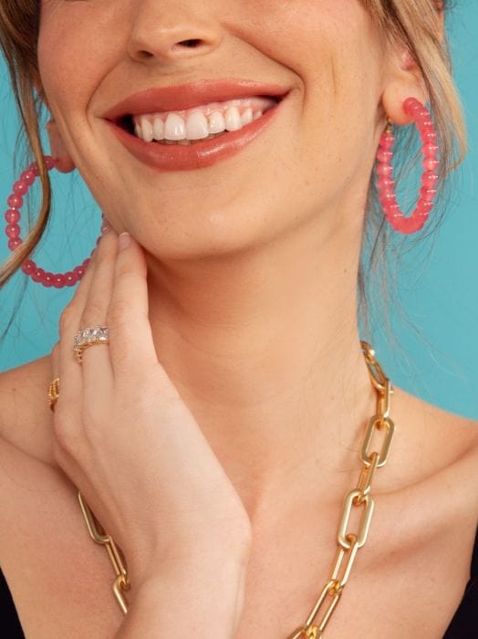 Zenzii Glossy Glass Bead Hoop Earring for Women