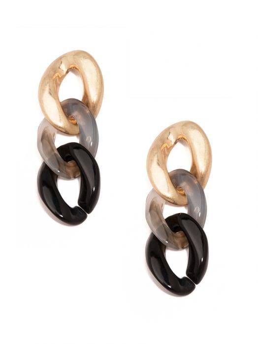 Zenzii Women's Mixed Media Curb Chain Drop Earring of Three Resin Based Links