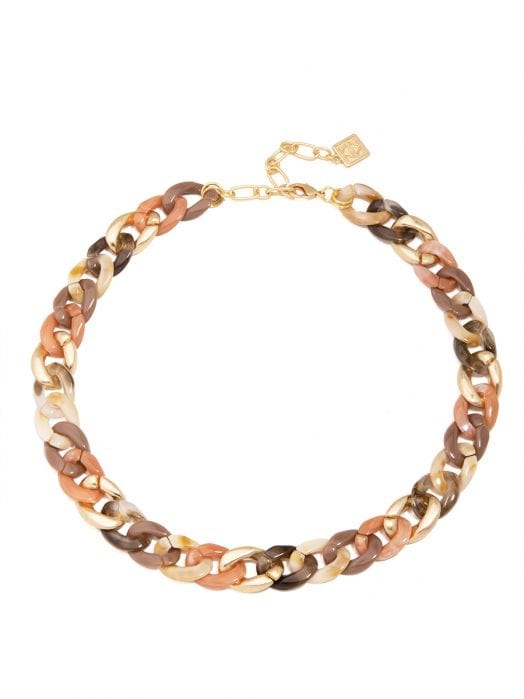 Zenzii Women's Mixed Media Curb Chain Necklace of Resin Based Links