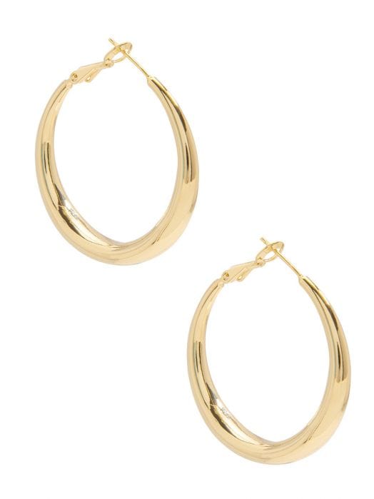 Zenzii Women's Puffed Oval Metal Plated Hoop Earring with Hinge Closure